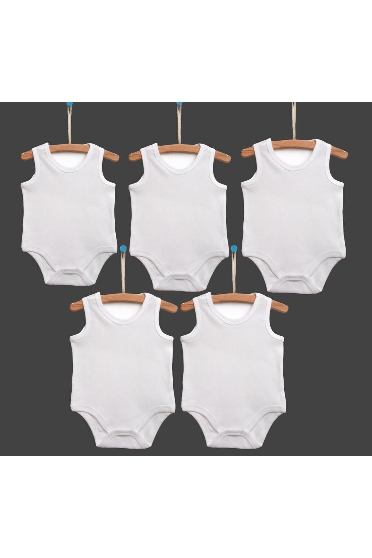 %100 Organik Pamuk 5li Beyaz Atlet Bebek Body